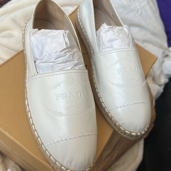 Flat white leather prada espadrilles - Picture 5 of 6